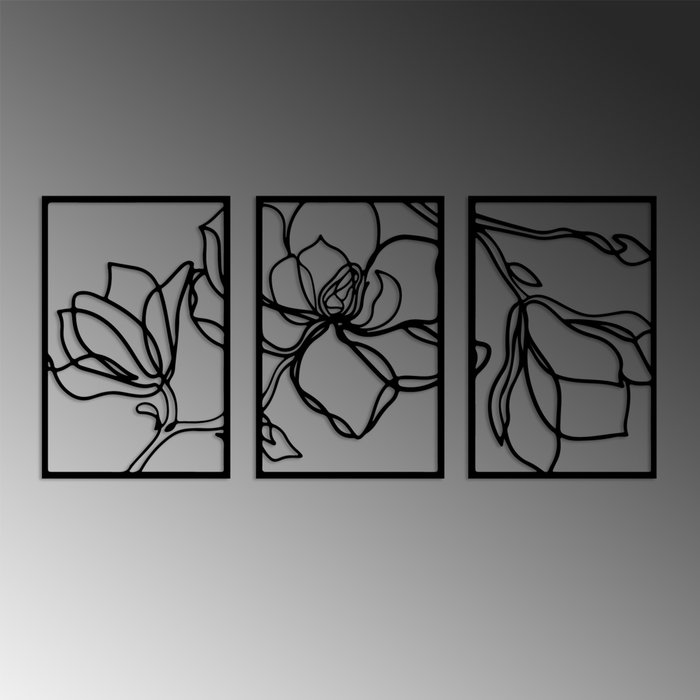 Wallity Erbas-1 Accesorio de Pared Decorativo de Metal Negro (3 Piezas)